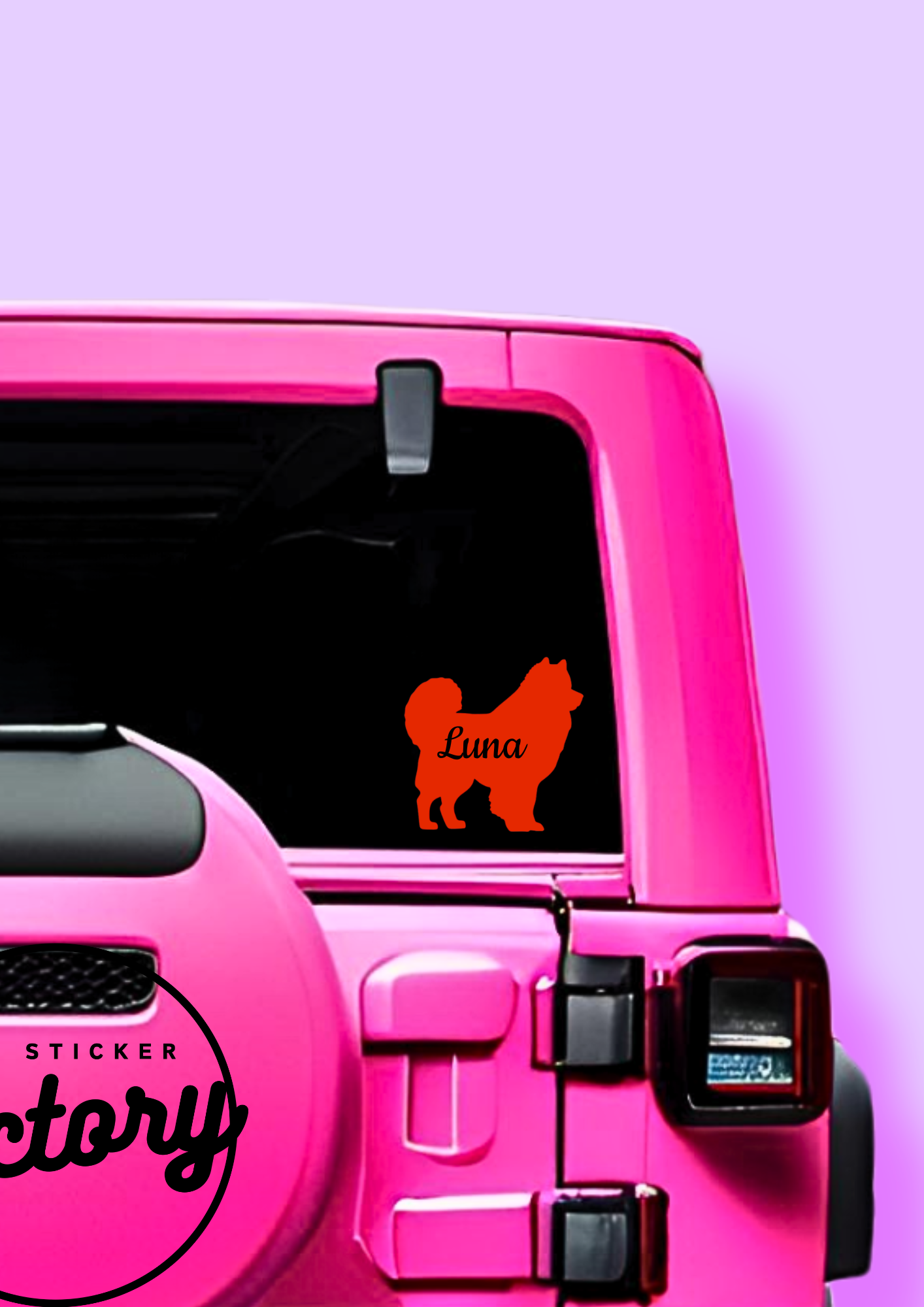 Car Dog Name Decal Script - CHOOSE YOUR BREED!