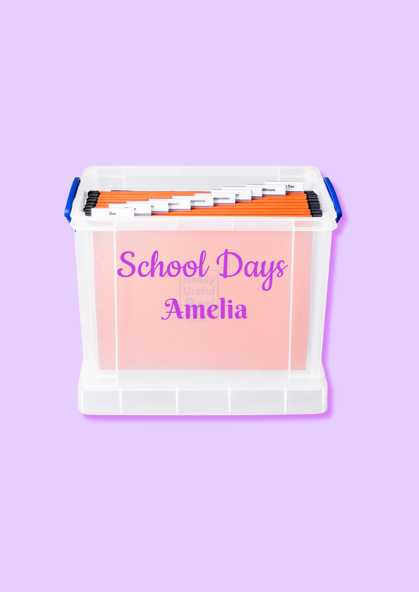 Custom Name Label - School Days Memory Box Label Cursive