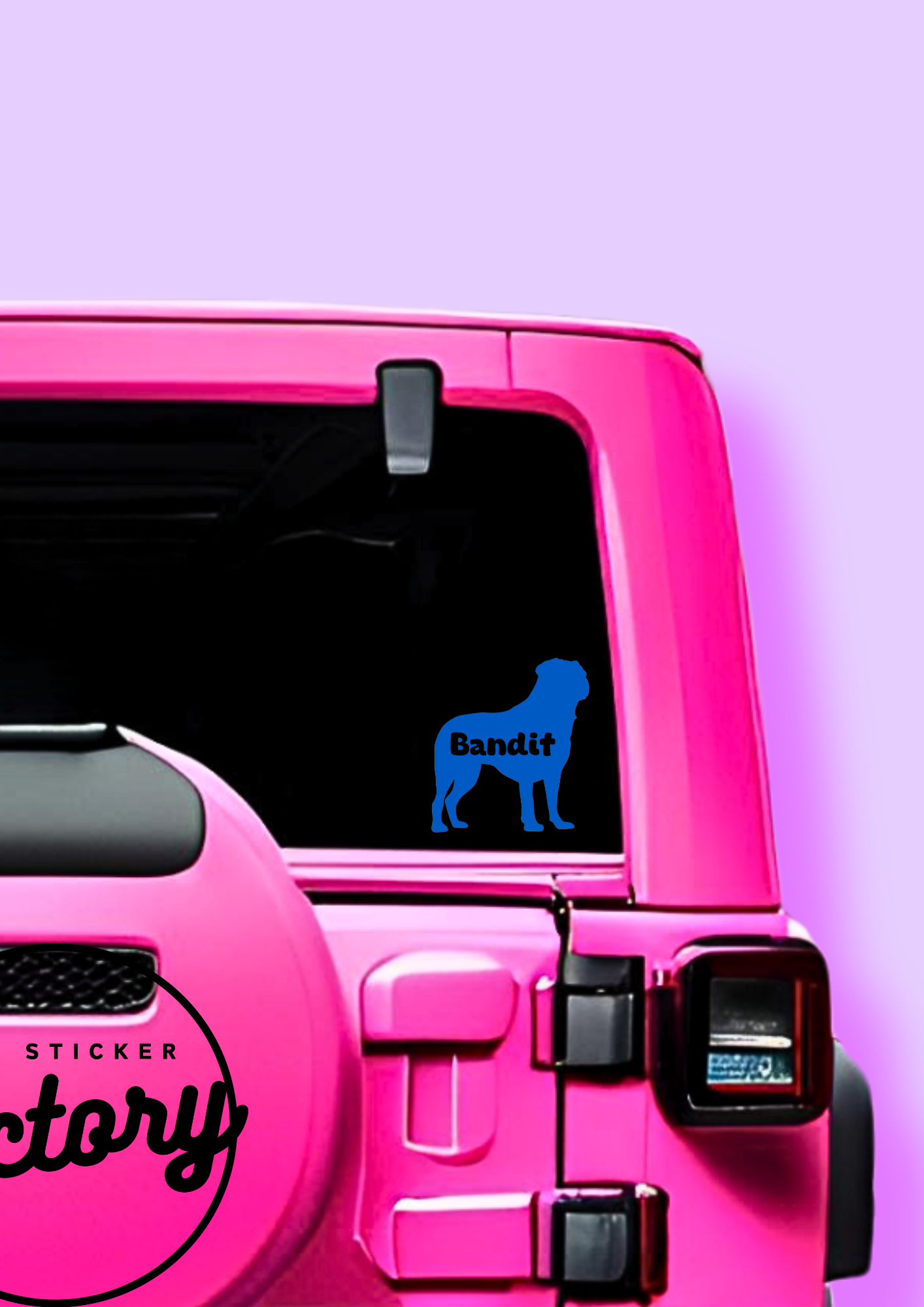 Car Dog Name Decal Bold - CHOOSE YOUR BREED!