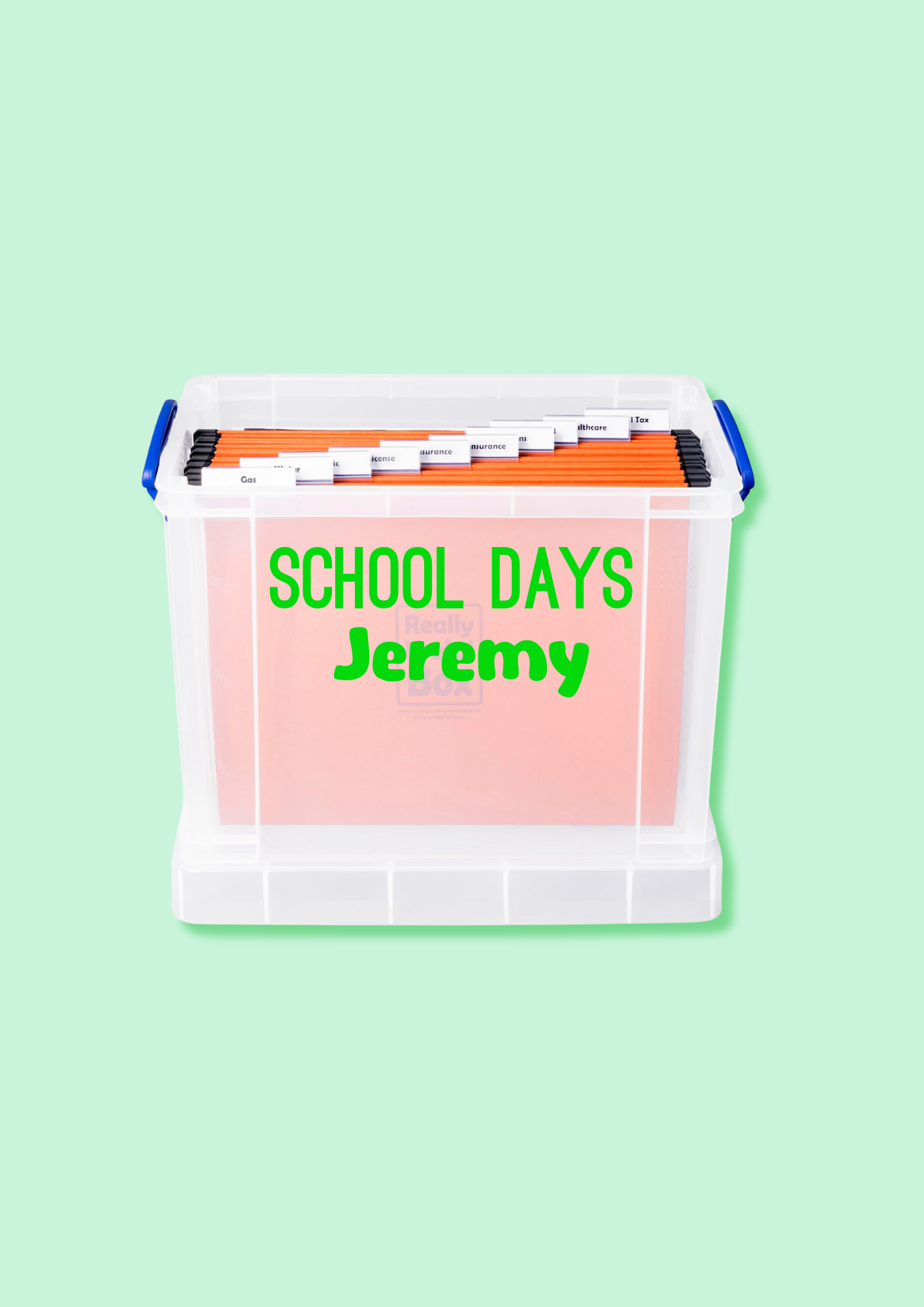 Custom Name Label - School Days Memory Box Label Bold