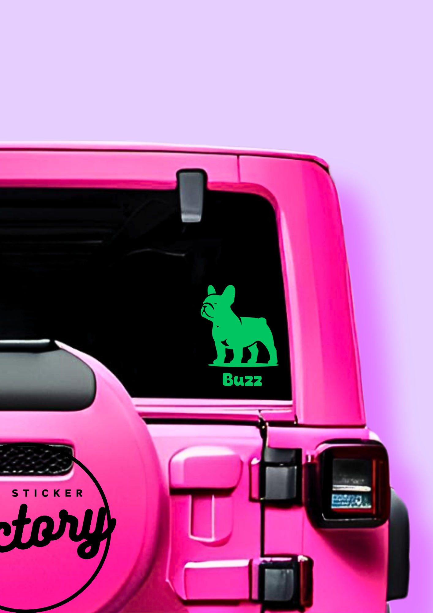 Car Dog WIth Name Decal - CHOOSE YOUR BREED!