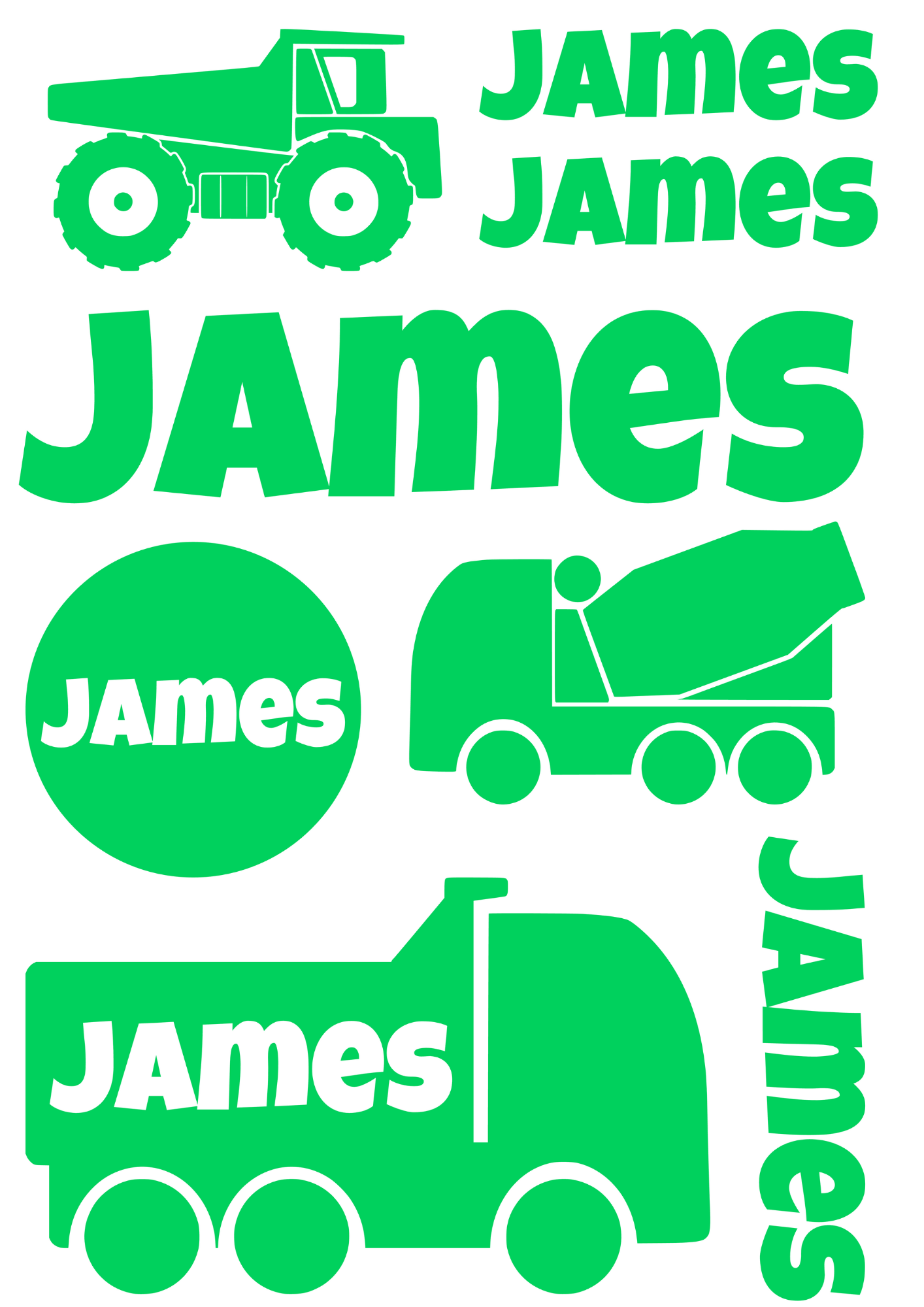 Name Label Sheet - Trucks