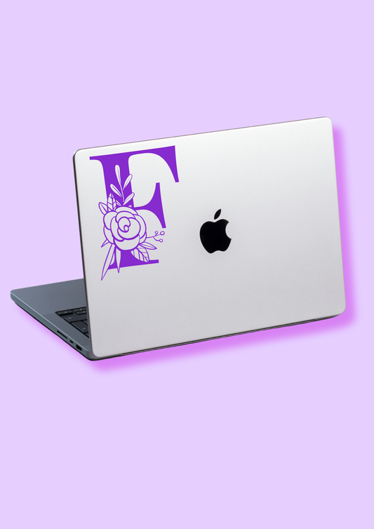 Laptop Name Label - FLORAL INITIAL