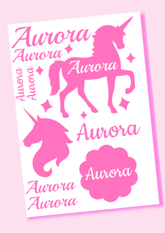 Name Label Sheet - Unicorn